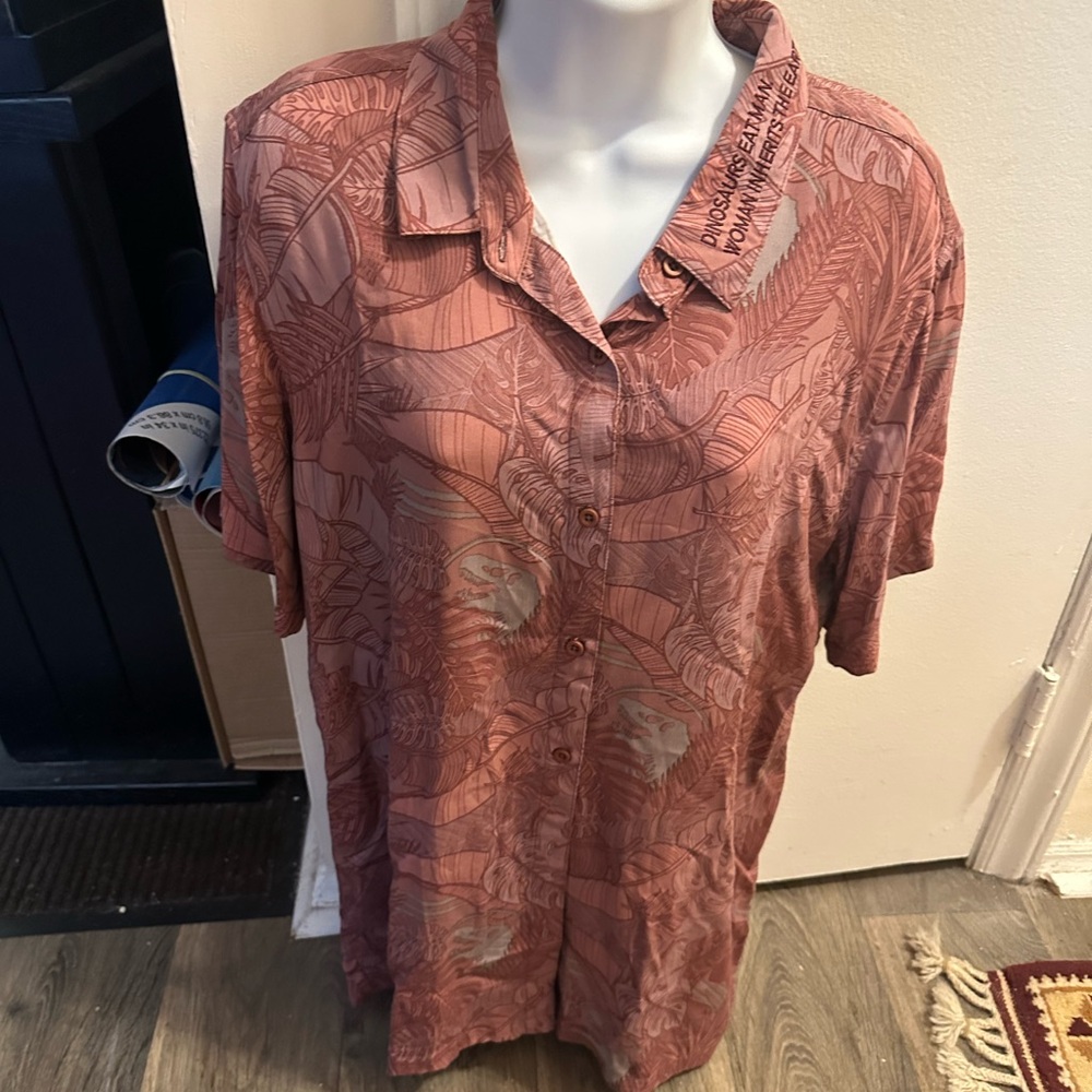 Women's Tropical Print Button-Up Shirt